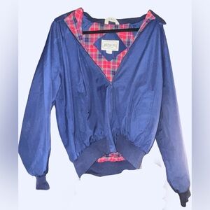 American Eagle Outfitters Navy Jacket with Red Plaid Lining